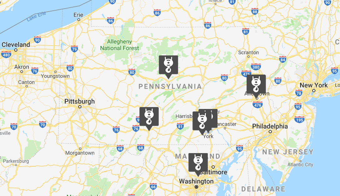 Map Of All Yorkhoist Locations